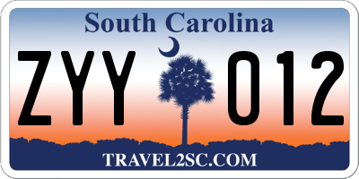SC license plate ZYY012