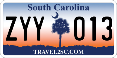 SC license plate ZYY013