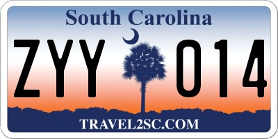 SC license plate ZYY014