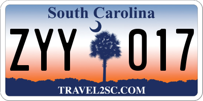 SC license plate ZYY017