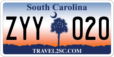 SC license plate ZYY020