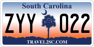 SC license plate ZYY022
