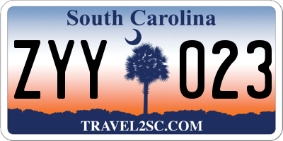 SC license plate ZYY023