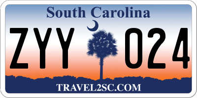 SC license plate ZYY024