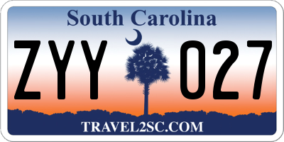 SC license plate ZYY027