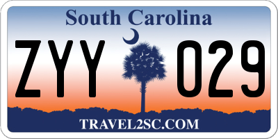 SC license plate ZYY029