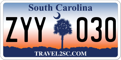 SC license plate ZYY030