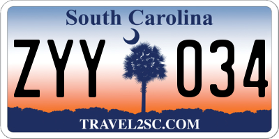 SC license plate ZYY034