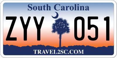 SC license plate ZYY051