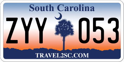 SC license plate ZYY053