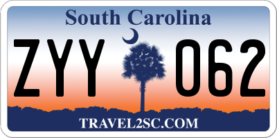 SC license plate ZYY062