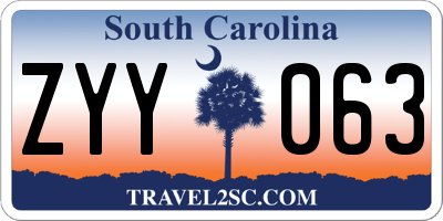 SC license plate ZYY063