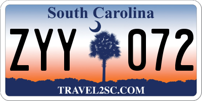 SC license plate ZYY072