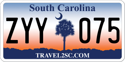 SC license plate ZYY075