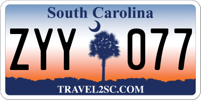 SC license plate ZYY077