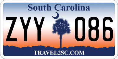 SC license plate ZYY086