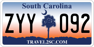 SC license plate ZYY092
