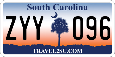 SC license plate ZYY096