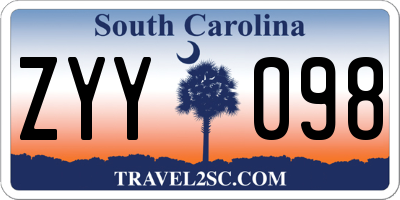 SC license plate ZYY098