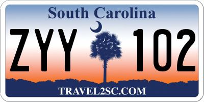 SC license plate ZYY102