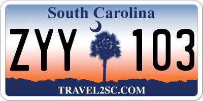 SC license plate ZYY103