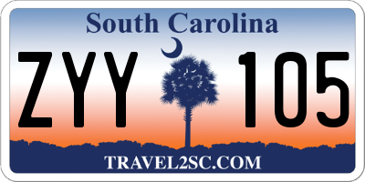 SC license plate ZYY105
