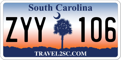 SC license plate ZYY106