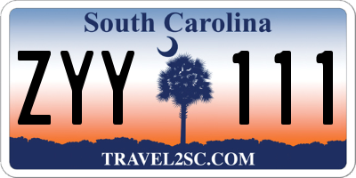 SC license plate ZYY111
