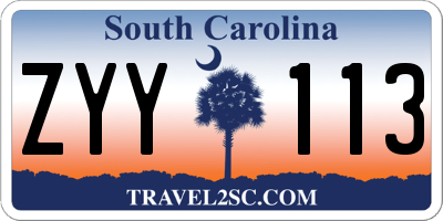 SC license plate ZYY113