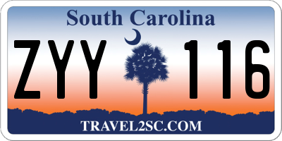 SC license plate ZYY116