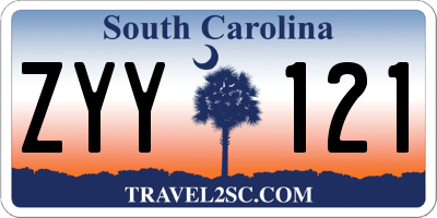 SC license plate ZYY121