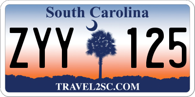 SC license plate ZYY125