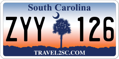 SC license plate ZYY126