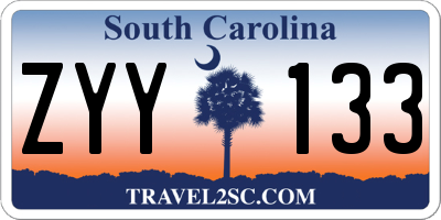 SC license plate ZYY133