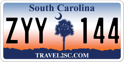 SC license plate ZYY144