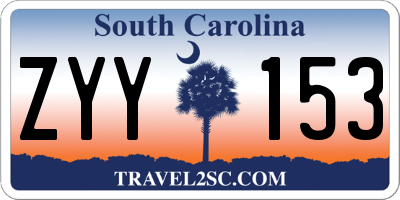 SC license plate ZYY153