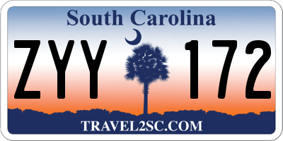 SC license plate ZYY172
