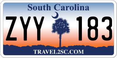 SC license plate ZYY183