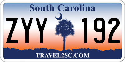 SC license plate ZYY192