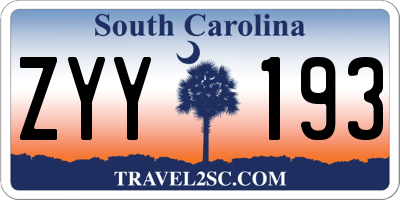 SC license plate ZYY193