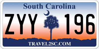 SC license plate ZYY196
