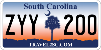 SC license plate ZYY200