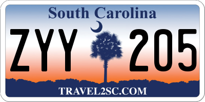 SC license plate ZYY205