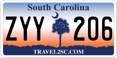 SC license plate ZYY206