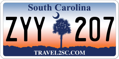 SC license plate ZYY207