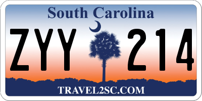 SC license plate ZYY214