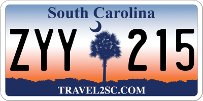 SC license plate ZYY215