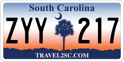 SC license plate ZYY217