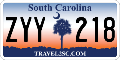 SC license plate ZYY218