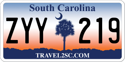 SC license plate ZYY219
